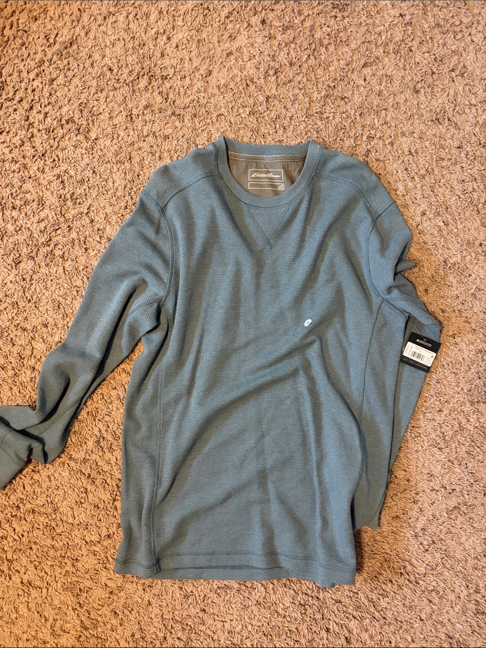 Eddie Bauer Men’s Crewneck Waffle Knit Sweater in Slate Blue Gray